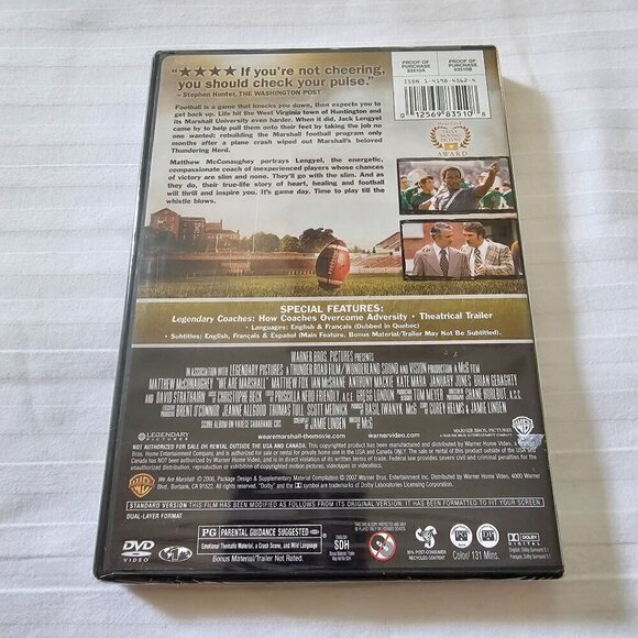 New Matthew McConaughey "We Are Marshall" Full Screen Edition DVD - Picture 2 of 6